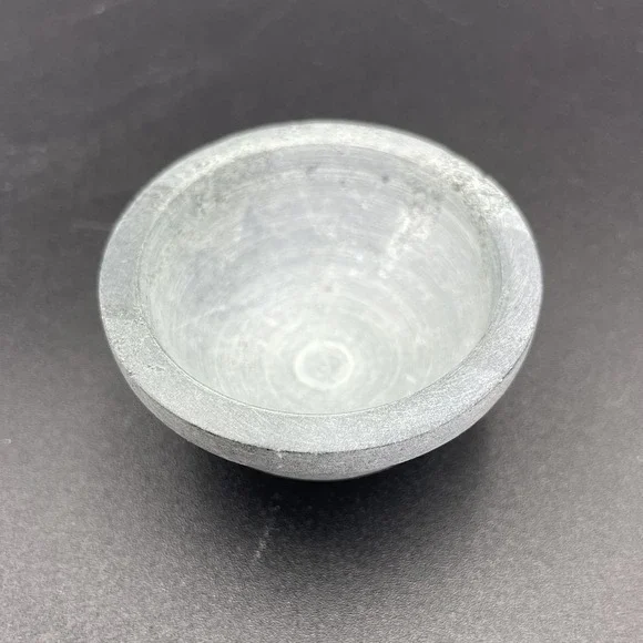 Essential Oil Burner Handcarved Soapstone Gray Om Symbol Made In India - Picture 8 of 14